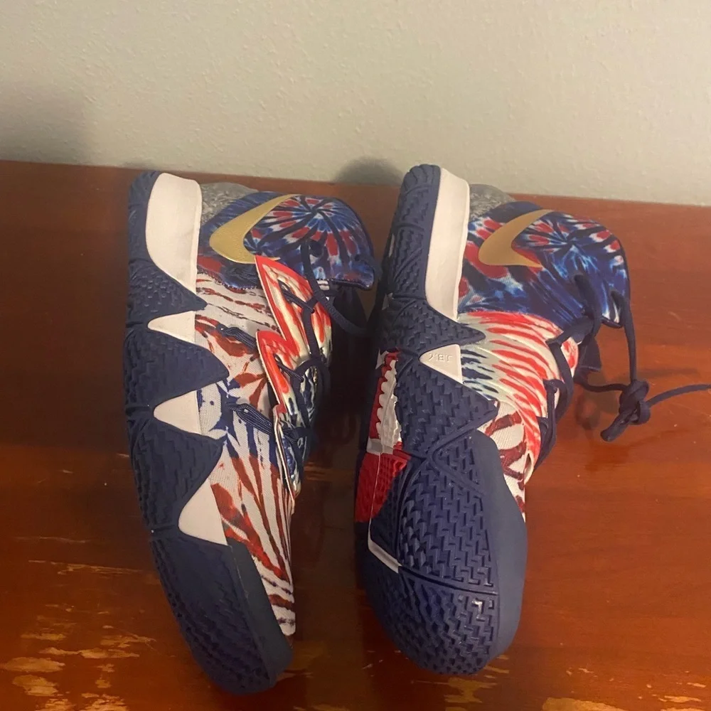 Nike Red, Blue, and Gold Athletic Shoes Nike Kyrie2